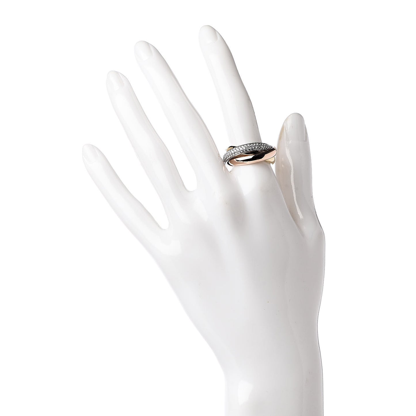 18K White Yellow Pink Gold Diamond Classic Trinity Paved Ring 53 6.25