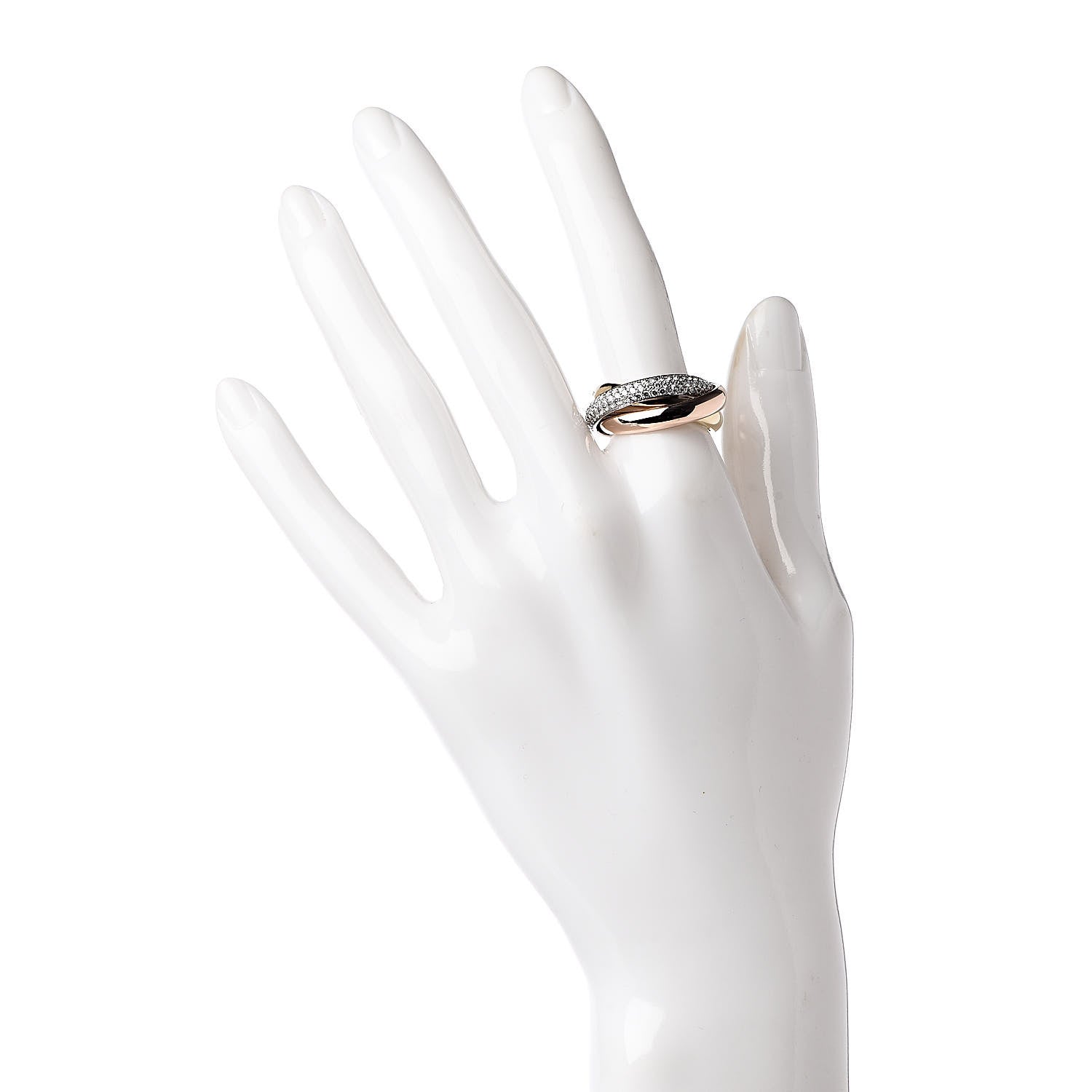 Cartier 18K White Yellow Pink Gold Diamond Classic Trinity Paved Ring 53 6.25 2 of 4