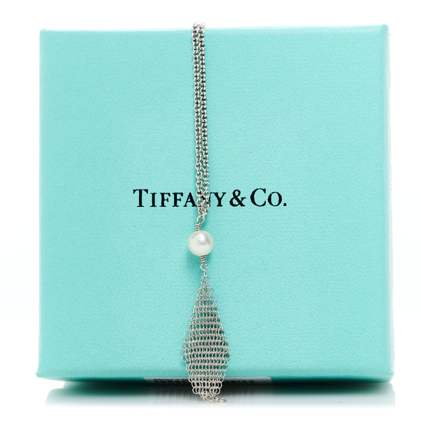 Sterling Silver Pearl Elsa Peretti Mesh Pendant Necklace
