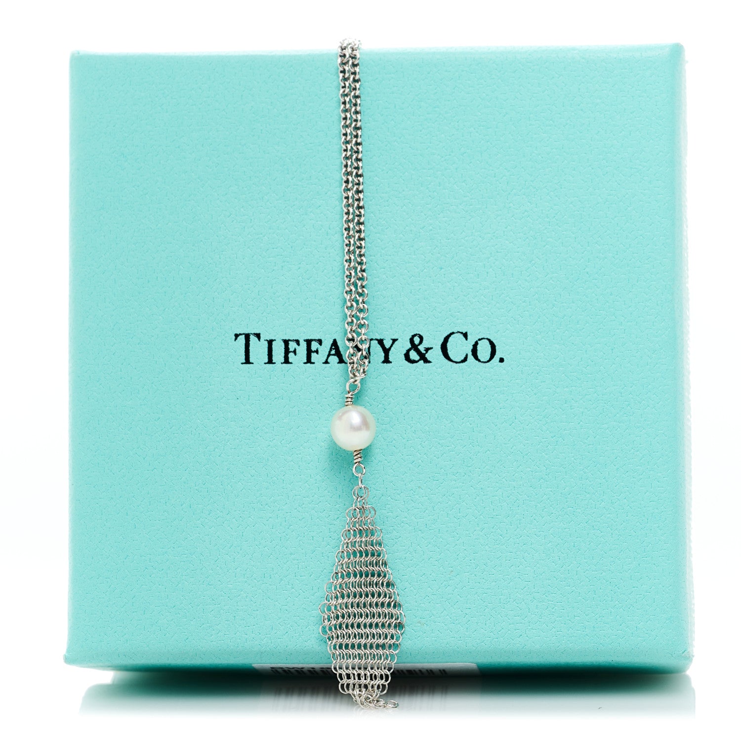 Tiffany Sterling Silver Pearl Elsa Peretti Mesh Pendant Necklace 6 of 6