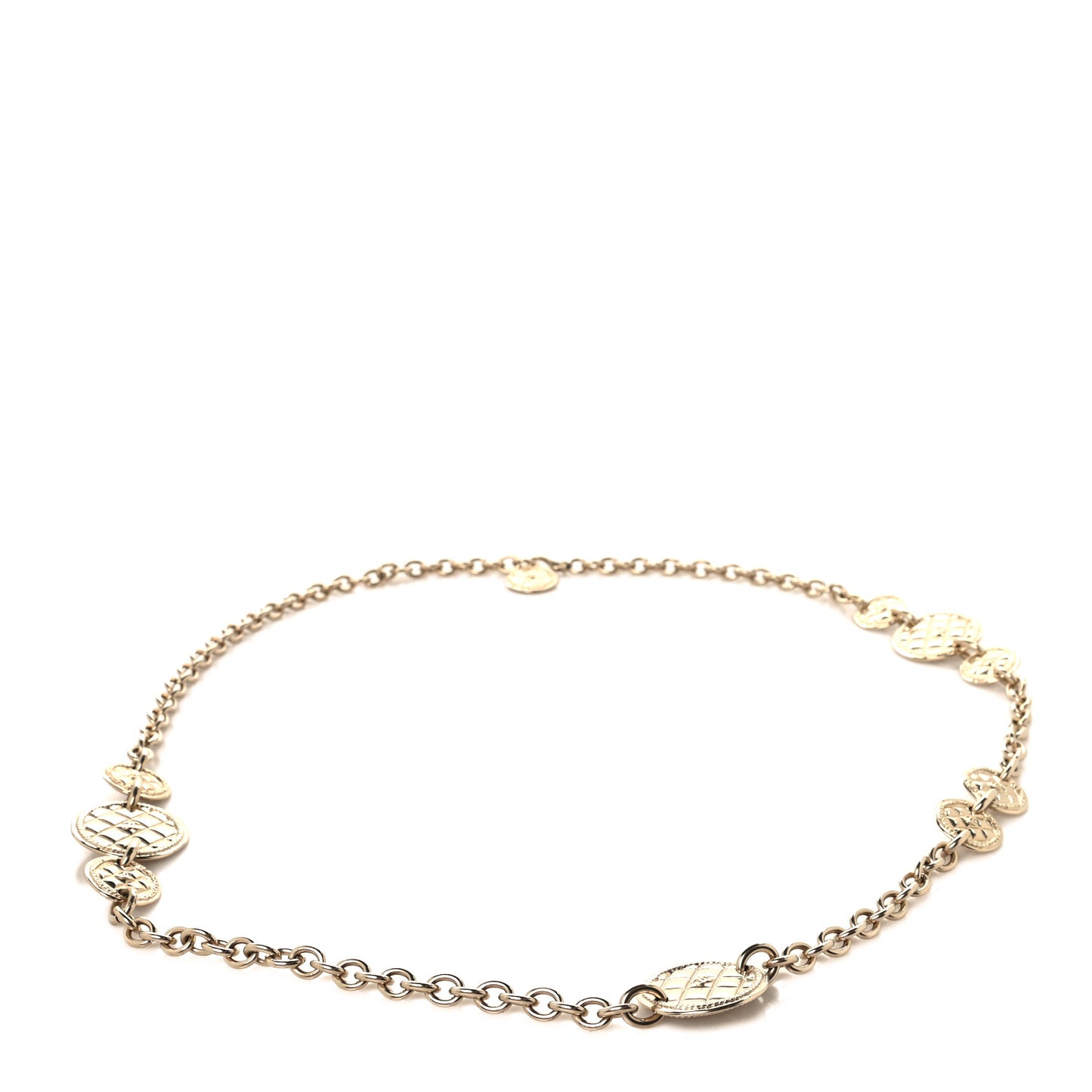 Chain Quilted CC Medallion Belt Gold