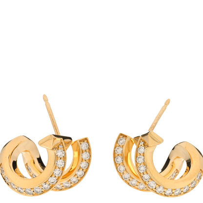 Tiffany 18K Yellow Gold Diamond T1 Double Hoop Earrings 3 of 4