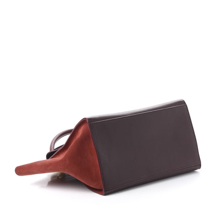 Celine Drummed Calfskin Suede Medium Trapeze Burgundy 3 of 10