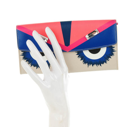 Fendi Vitello Elite Crystal Eye Monster Simply Continental Wallet Bellini Multicolor 2 of 9