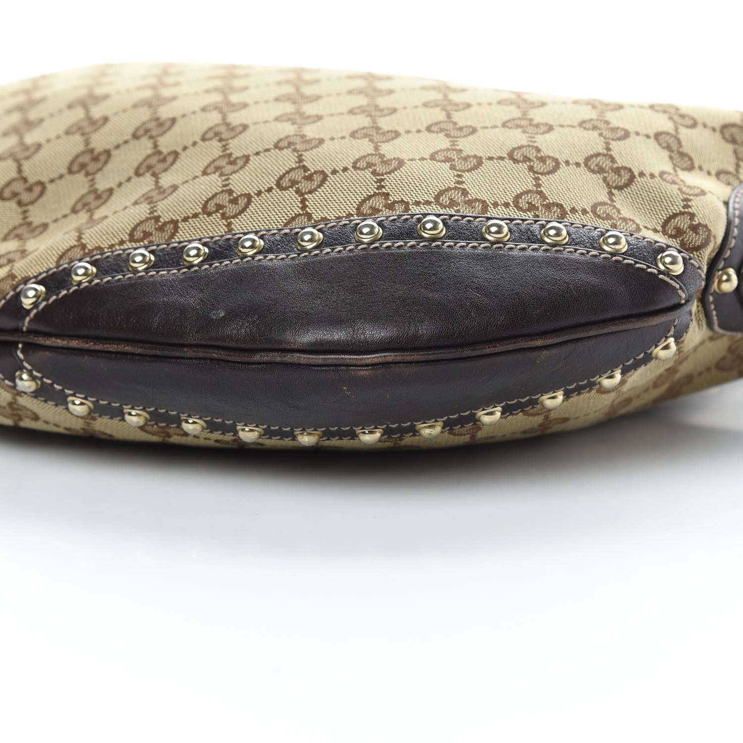 Gucci Monogram Web Studded Pelham Shoulder Bag Dark Brown 10 of 13