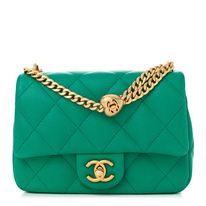 Chanel Caviar Quilted Mini Sweetheart Flap Green 1 of 10