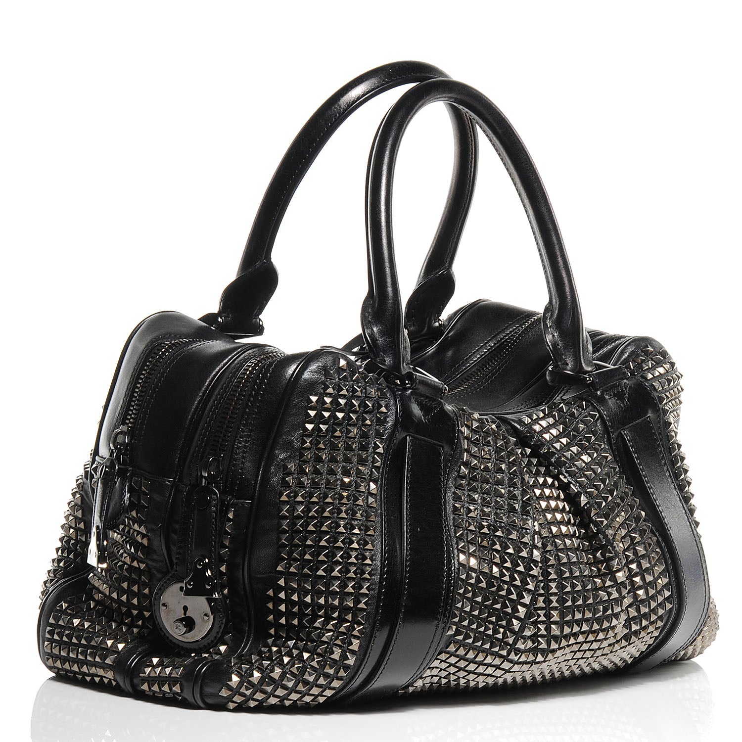 Burberry Prorsum Calfskin Studded Knight Satchel Black 3 of 8