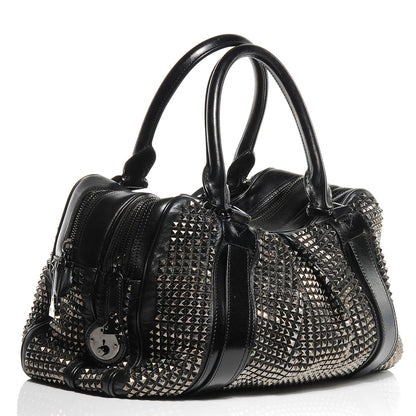 Burberry Prorsum Calfskin Studded Knight Satchel Black 3 of 8
