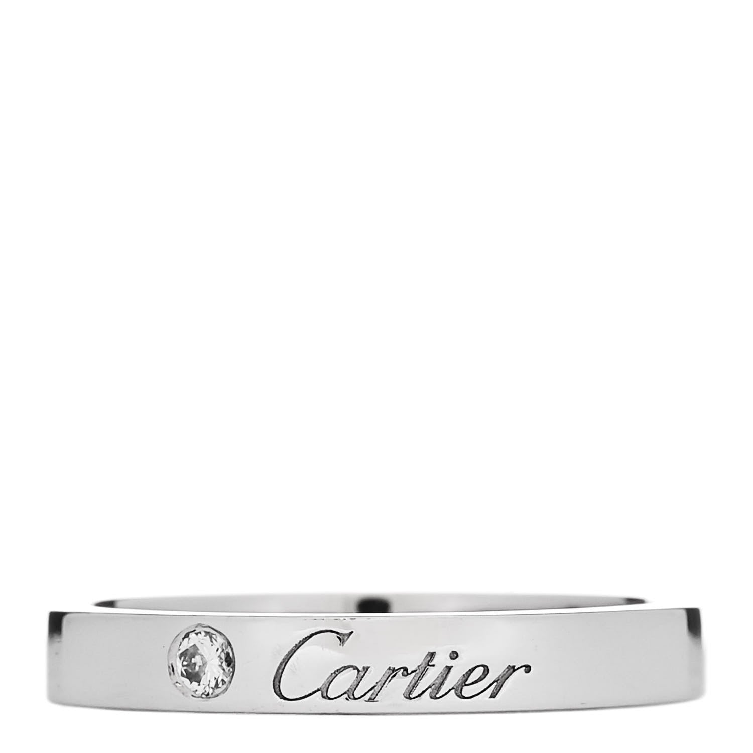 Cartier Platinum Diamond 3mm C De Cartier Wedding Band Ring 55 7.25 1 of 4