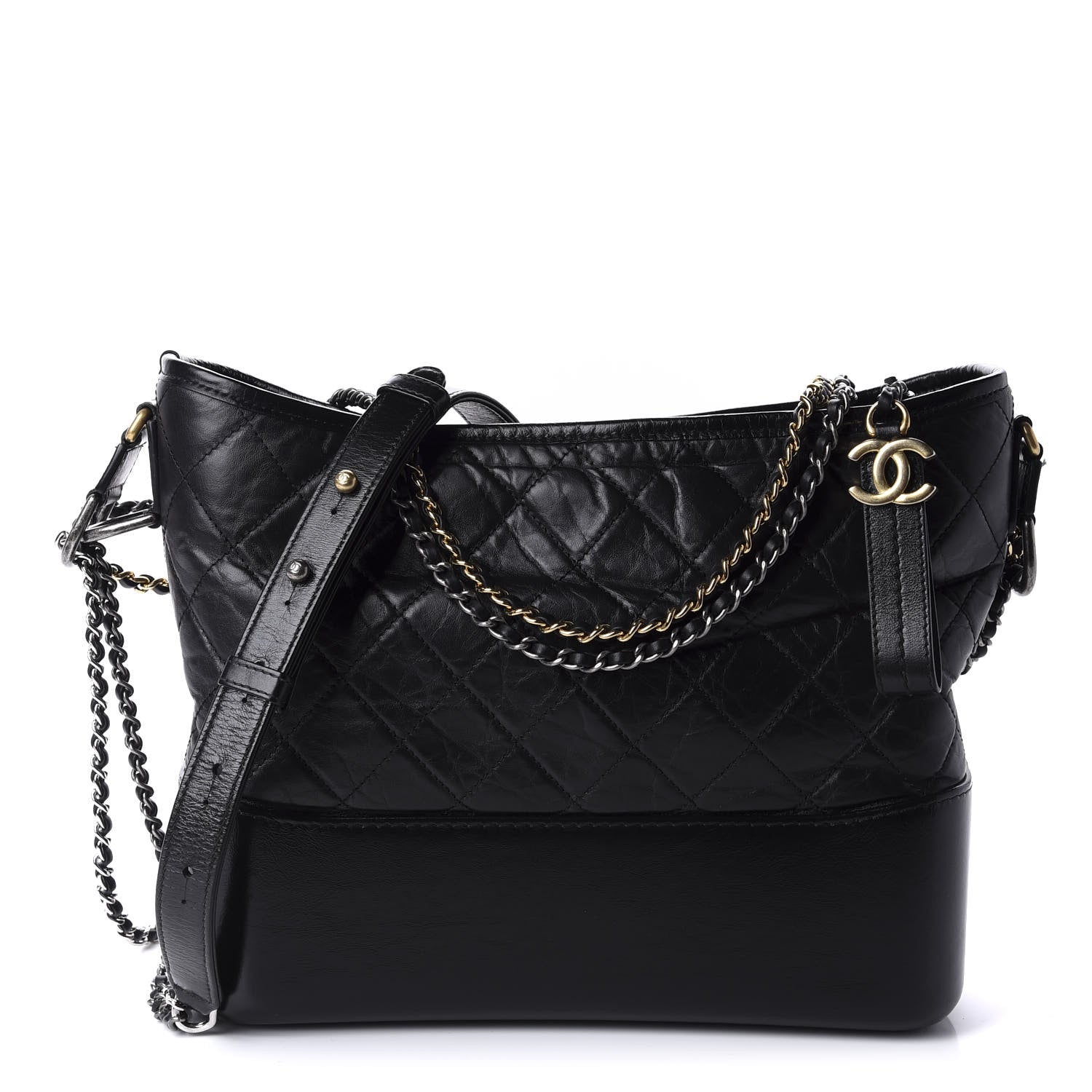 Chanel Aged Calfskin Quilted Medium Gabrielle Hobo Black 1 of 11