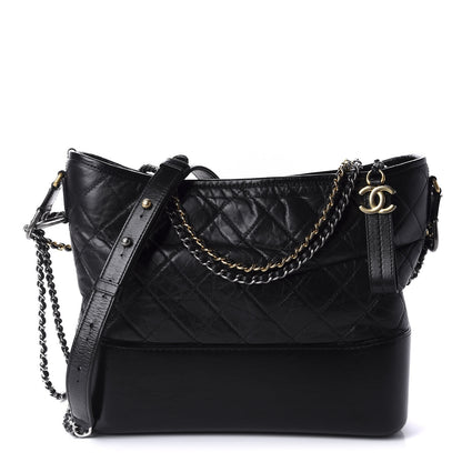 Chanel Aged Calfskin Quilted Medium Gabrielle Hobo Black 1 of 11