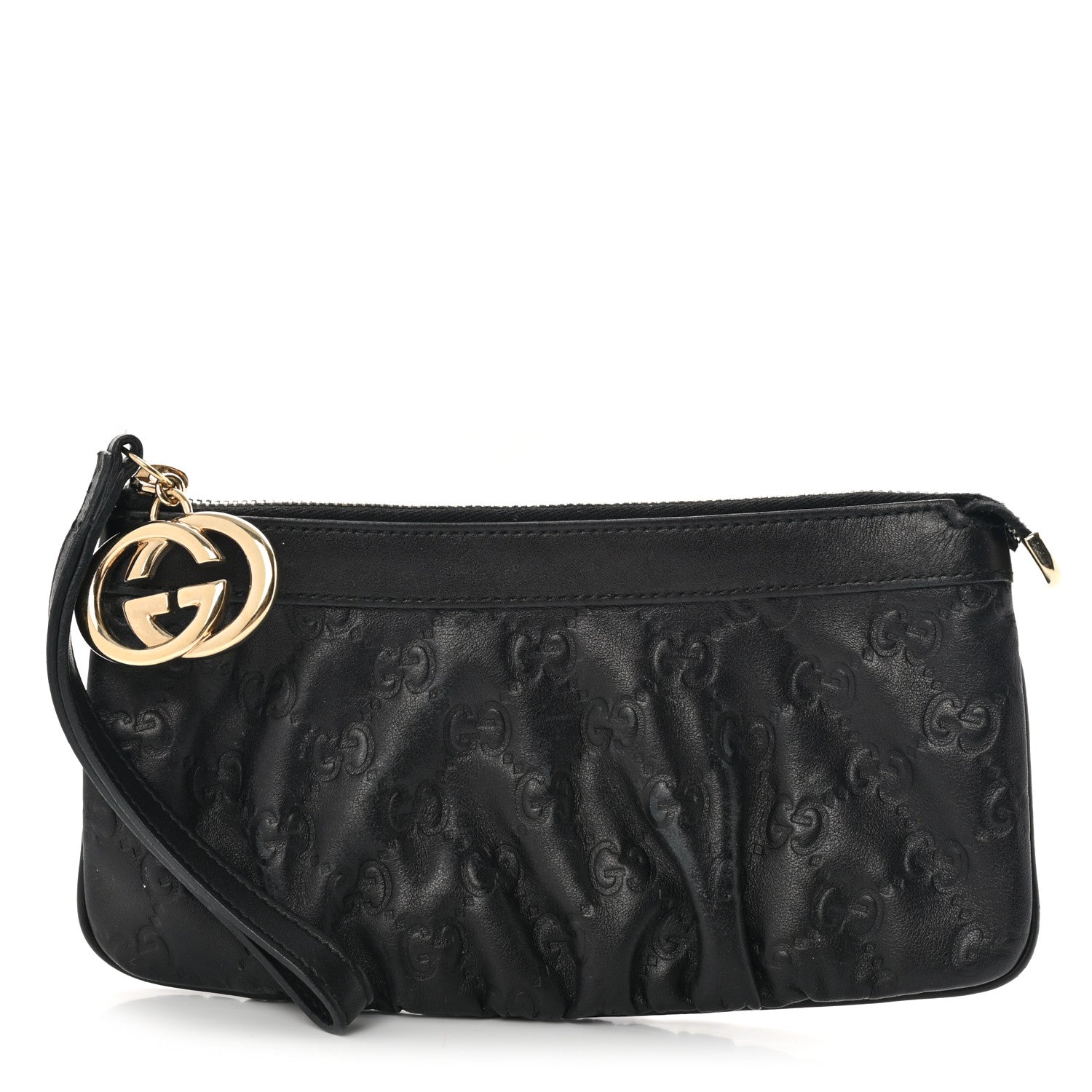 Gucci Guccissima Signature New Britt Wristlet Black 1 of 10