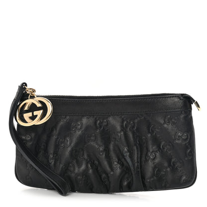 Gucci Guccissima Signature New Britt Wristlet Black 1 of 10