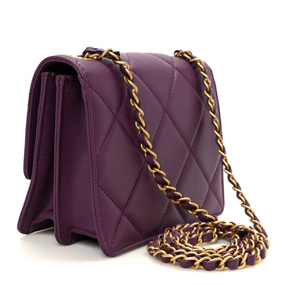 Chanel Calfskin Resin Quilted Mini Flap Purple 3 of 10