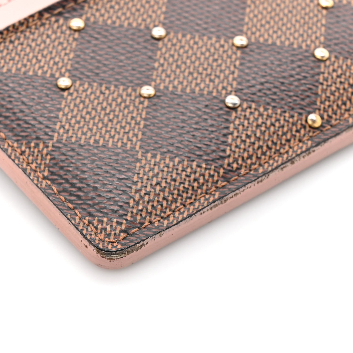 Louis Vuitton Damier Ebene Studded Card Holder Rose Ballerine 9 of 10