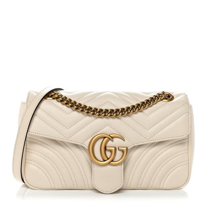 Gucci Calfskin Matelasse Small GG Marmont Shoulder Bag White 1 of 11