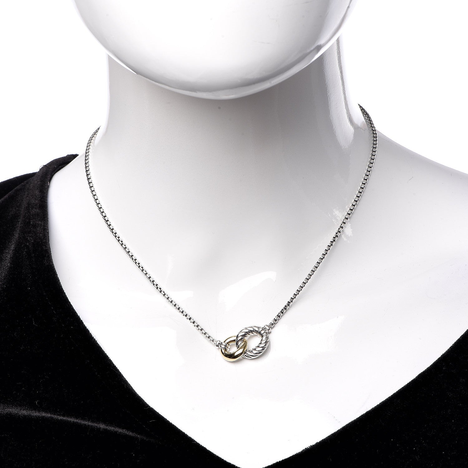 David Yurman Sterling Silver 18K Yellow Gold Belmont Pendant Necklace 2 of 7