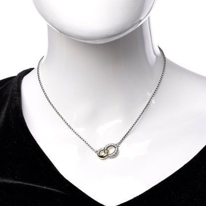 David Yurman Sterling Silver 18K Yellow Gold Belmont Pendant Necklace 2 of 7