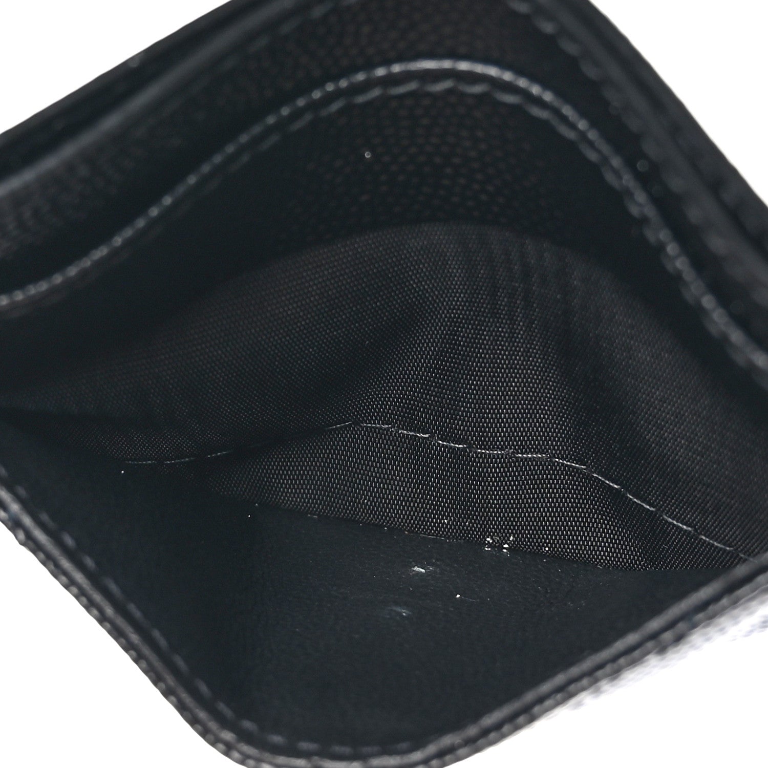 Saint Laurent Grain De Poudre Matelasse Chevron Monochrome Monogram Credit Card Case Black 6 of 11