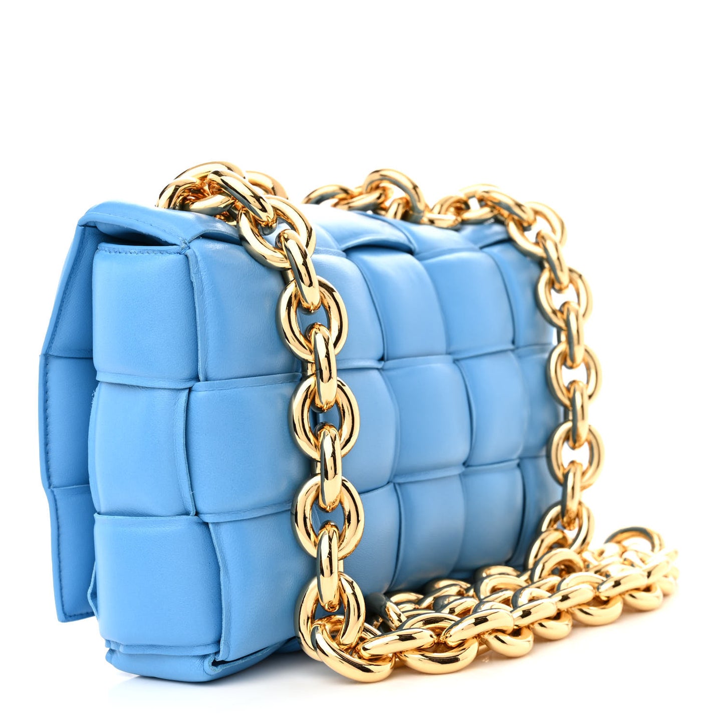 Lambskin Maxi Intrecciato Padded Chain Cassette Crossbody Bag Swimming Pool