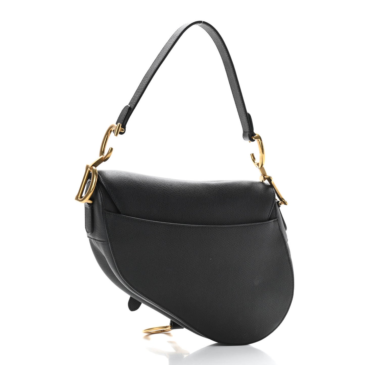 Grained Calfskin Saddle Bag Black