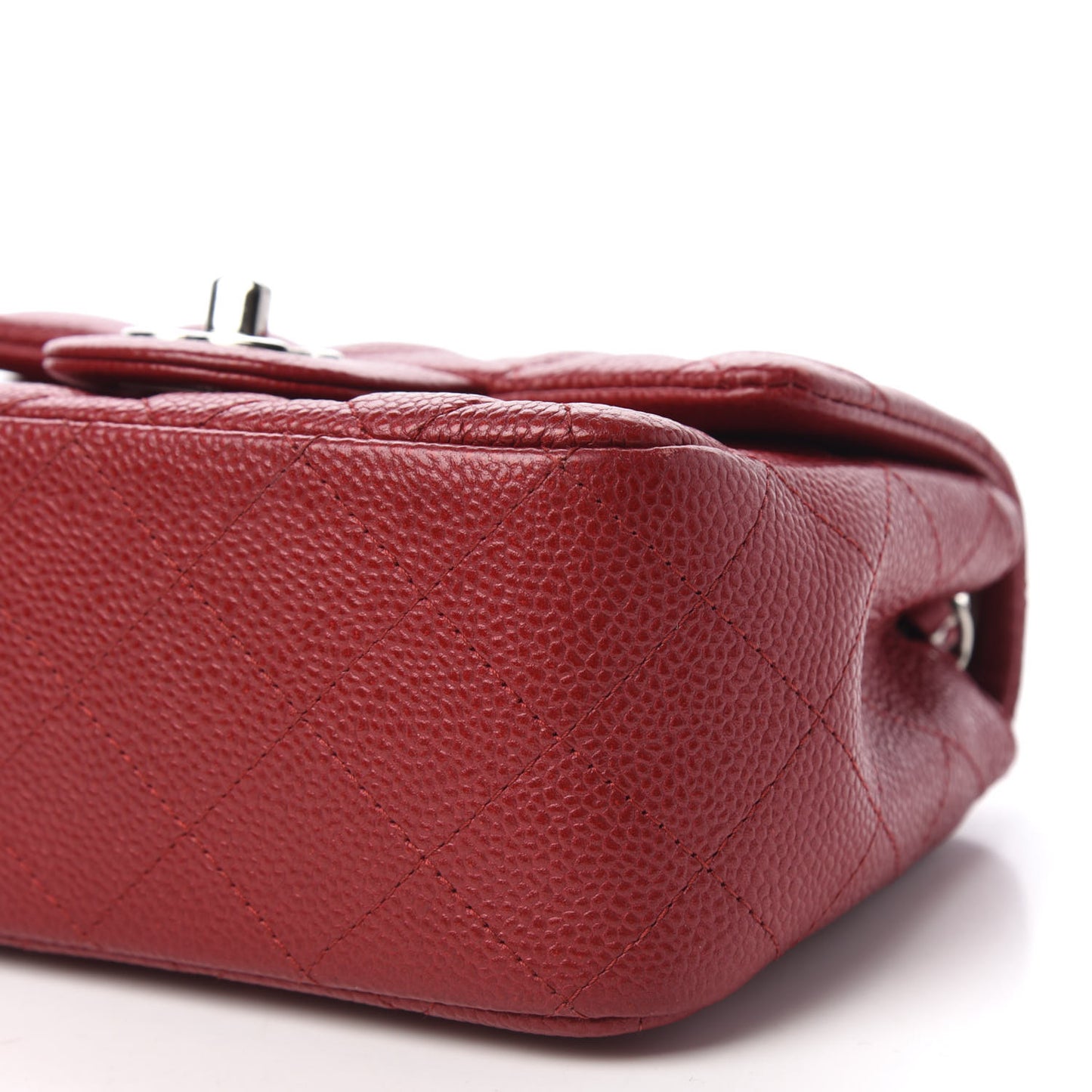 Caviar Quilted Mini Square Flap Red