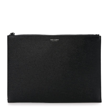 Saint Laurent Grain De Poudre Zipped Tablet Holder Black 1 of 8