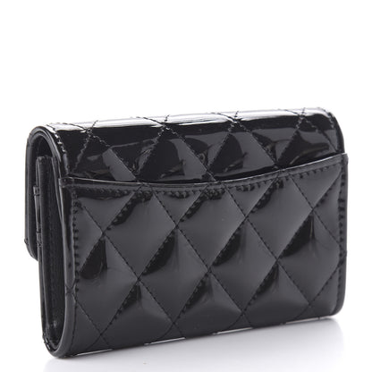 Chanel Patent Quilted Flap Card Holder Wallet Black 3 of 12