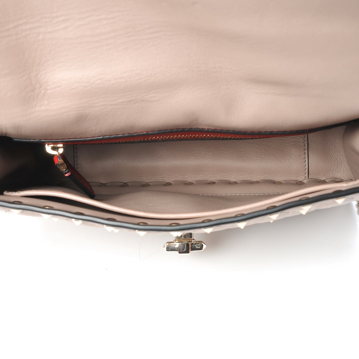 Lambskin Medium Rockstud Spike Shoulder Bag Poudre