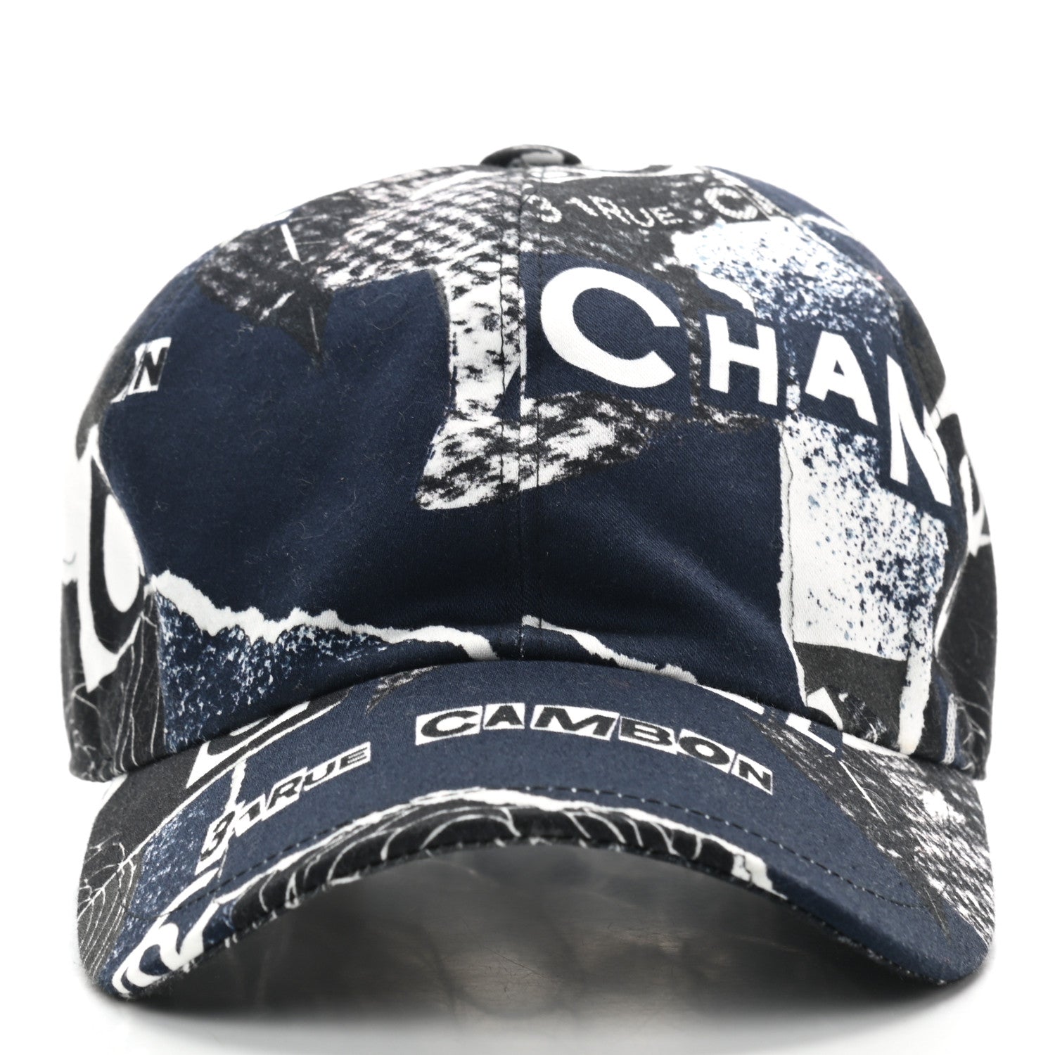 Chanel Cotton Coco Print Cap Hat Navy Black White 3 of 7