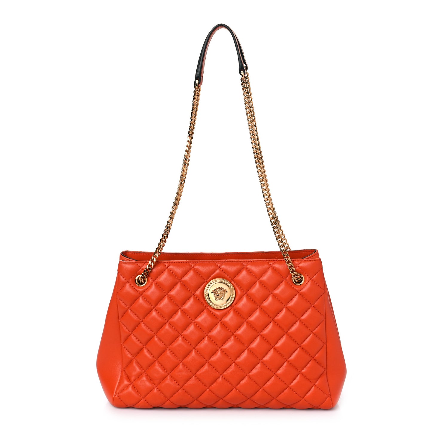 Nappa Quilted Medusa Chain Shoulder Bag Orange