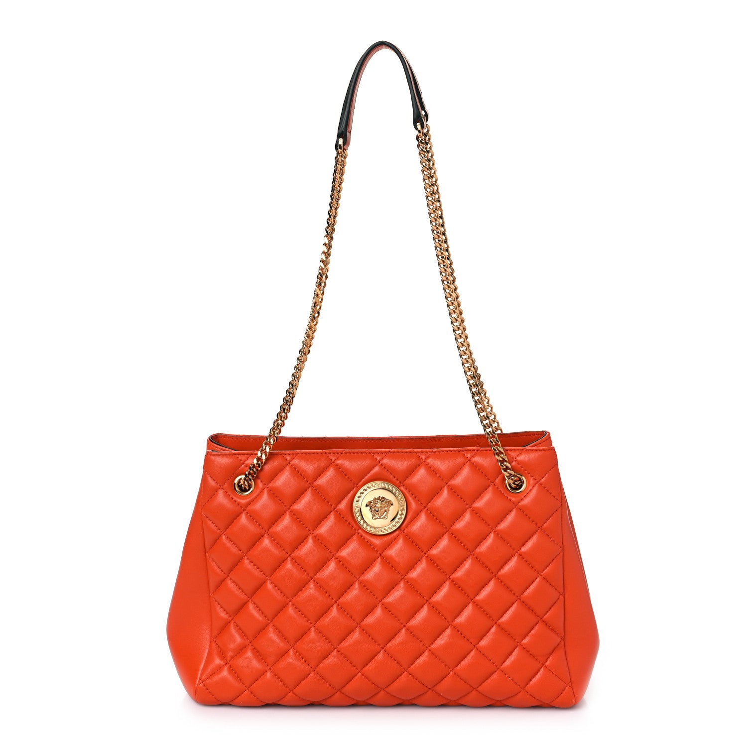 Versace Nappa Quilted Medusa Chain Shoulder Bag Orange 1 of 9