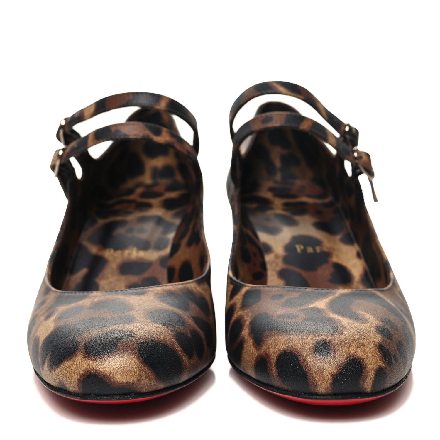 Christian Louboutin Calfskin Miss Jane Mary Janes 55 Pumps 37 Leopard 2 of 7