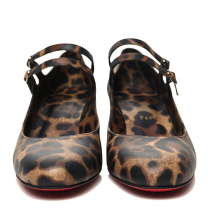 Christian Louboutin Calfskin Miss Jane Mary Janes 55 Pumps 37 Leopard 2 of 7