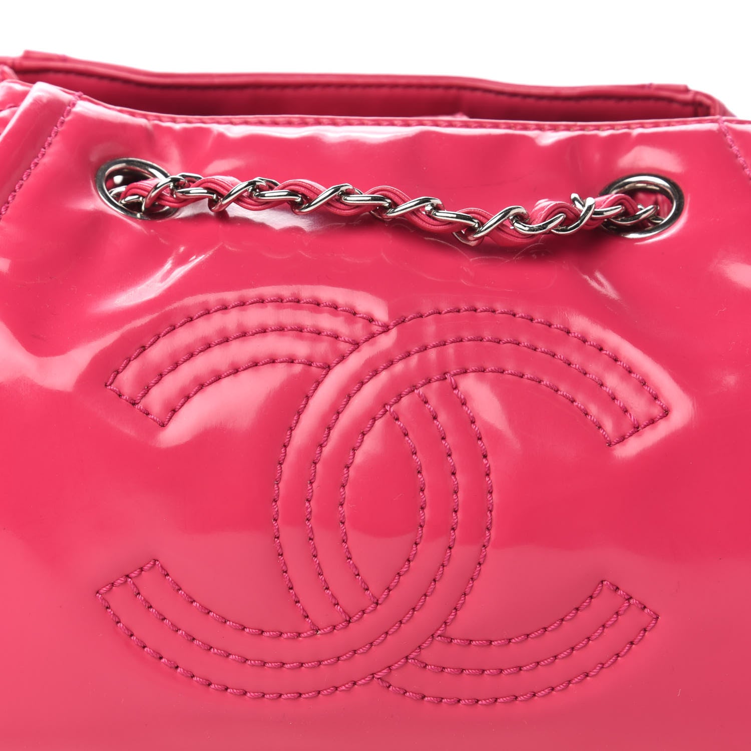 Chanel Vinyl Lipstick Ligne Accordion Tote Pink 10 of 11