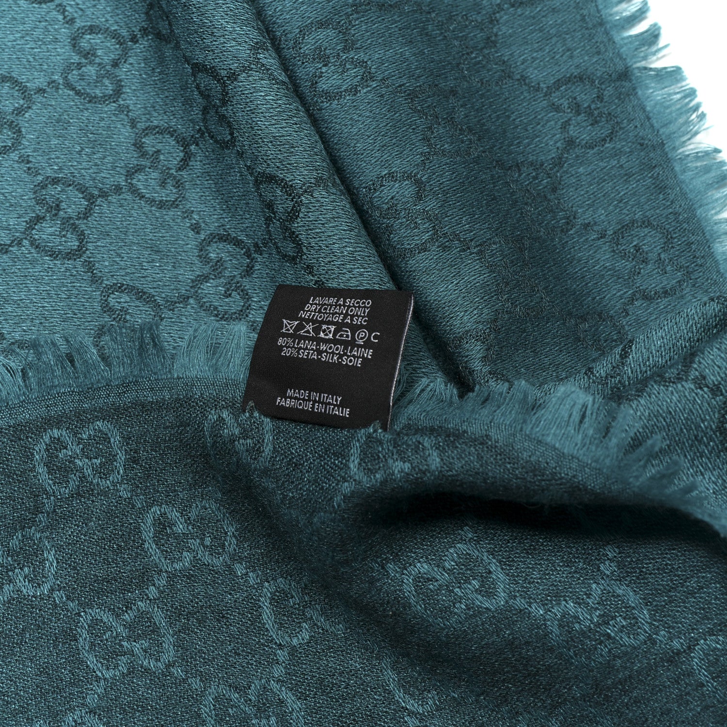 Gucci Wool Silk GG Monogram GGNat Scarf Blue 3 of 3