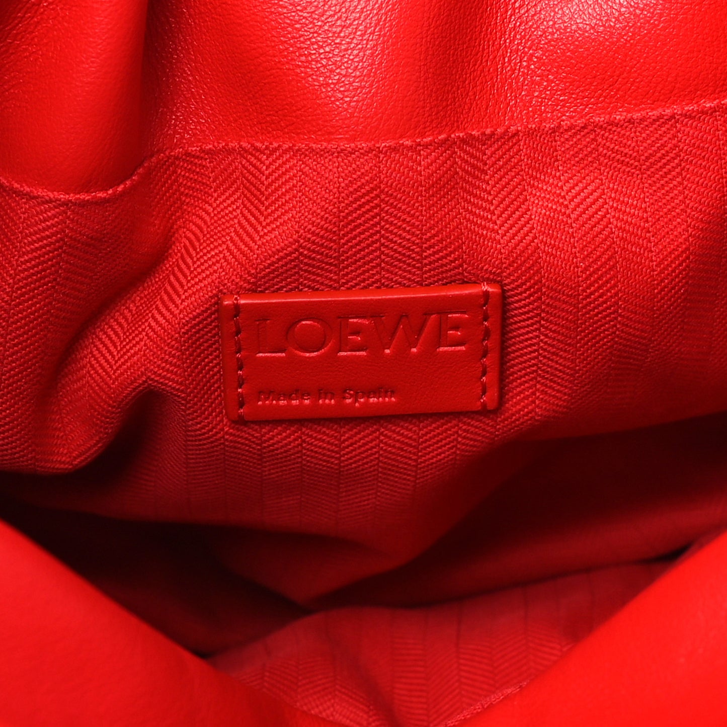 Shiny Nappa Lambskin Puffer Flamenco Knot Clutch Lipstick Red