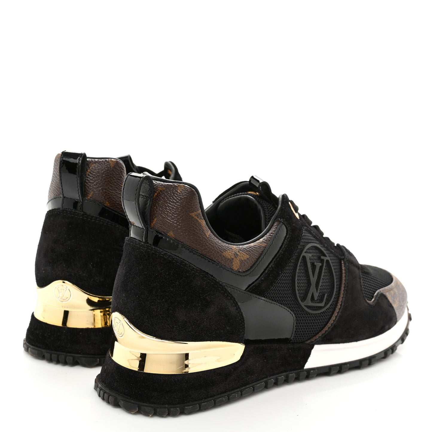Suede Monogram Run Away Sneakers 36 Black