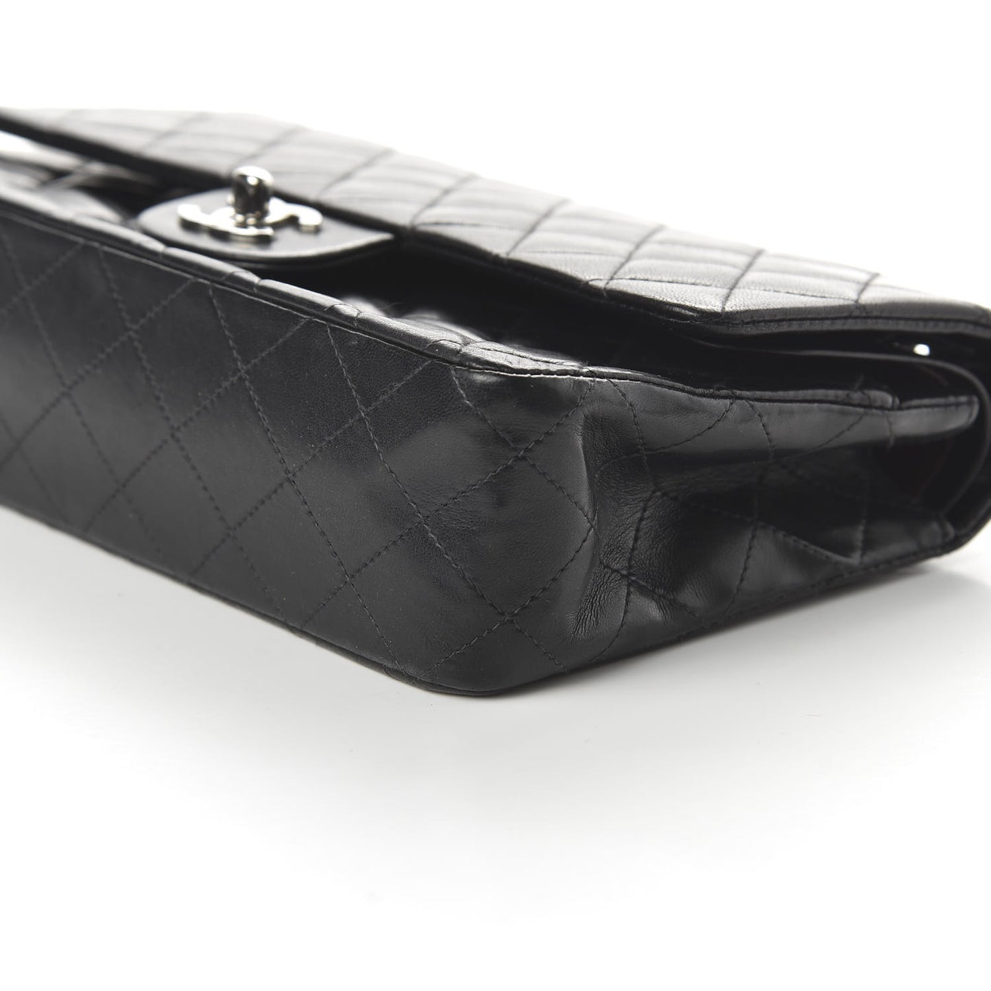 Lambskin Quilted Medium Double Flap Black