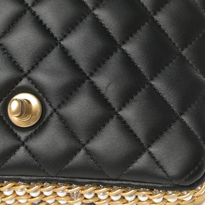 Chanel Lambskin Quilted Mini River of Pearls Flap Bag Black 11 of 12