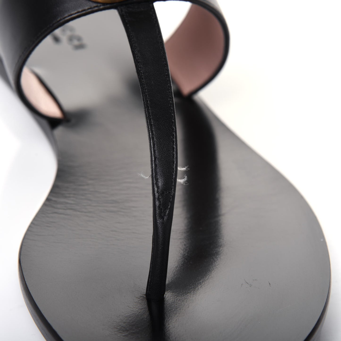 Calfskin GG Marmont Thong Sandals 38 Black