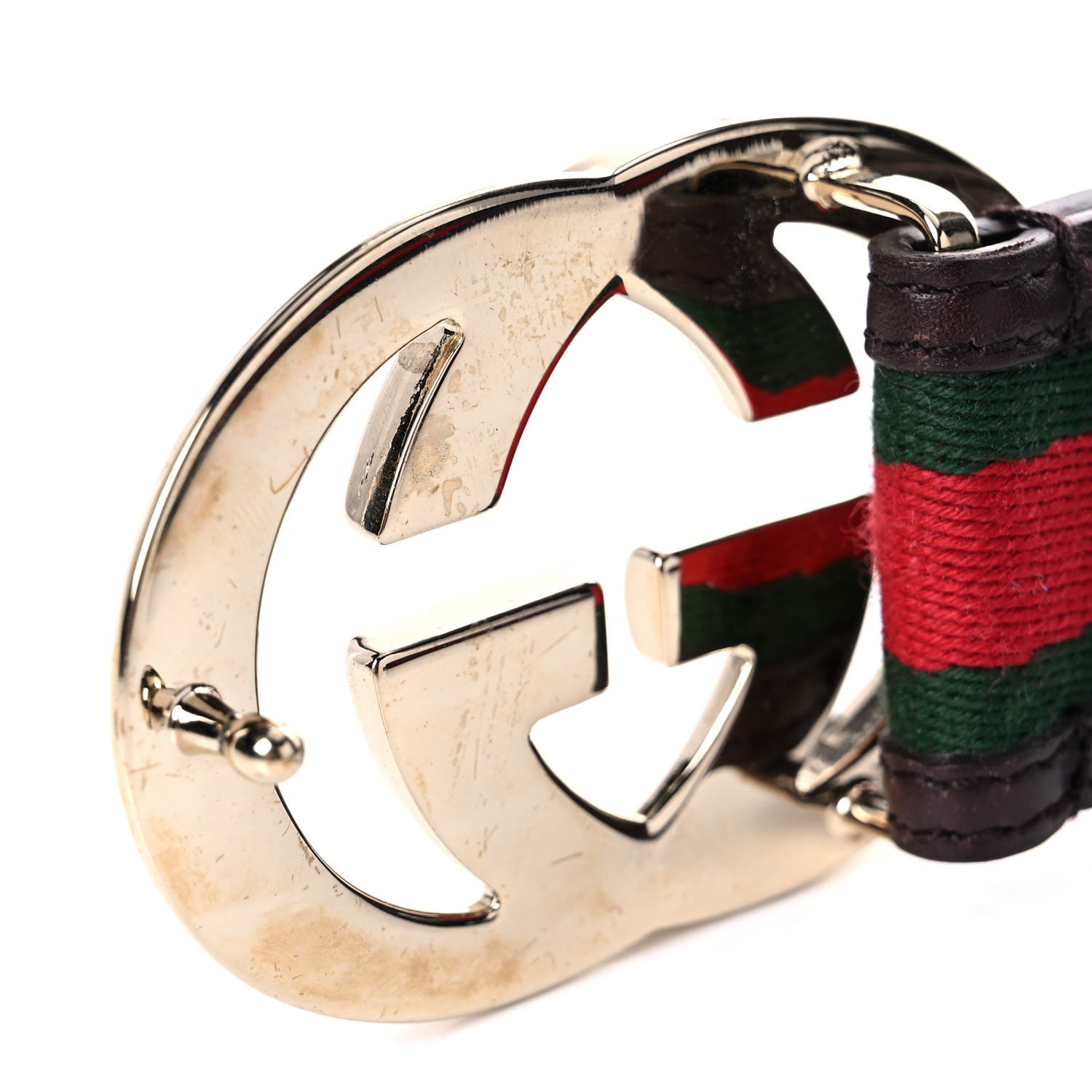 Gucci Calfskin Web Interlocking G Belt 80 32 Dark Brown 7 of 7