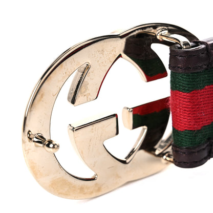 Gucci Calfskin Web Interlocking G Belt 80 32 Dark Brown 7 of 7