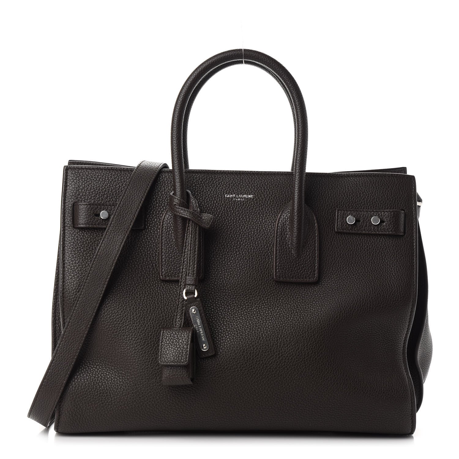 Saint Laurent Grained Calfskin Small Supple Sac de Jour Dark Brown 1 of 9