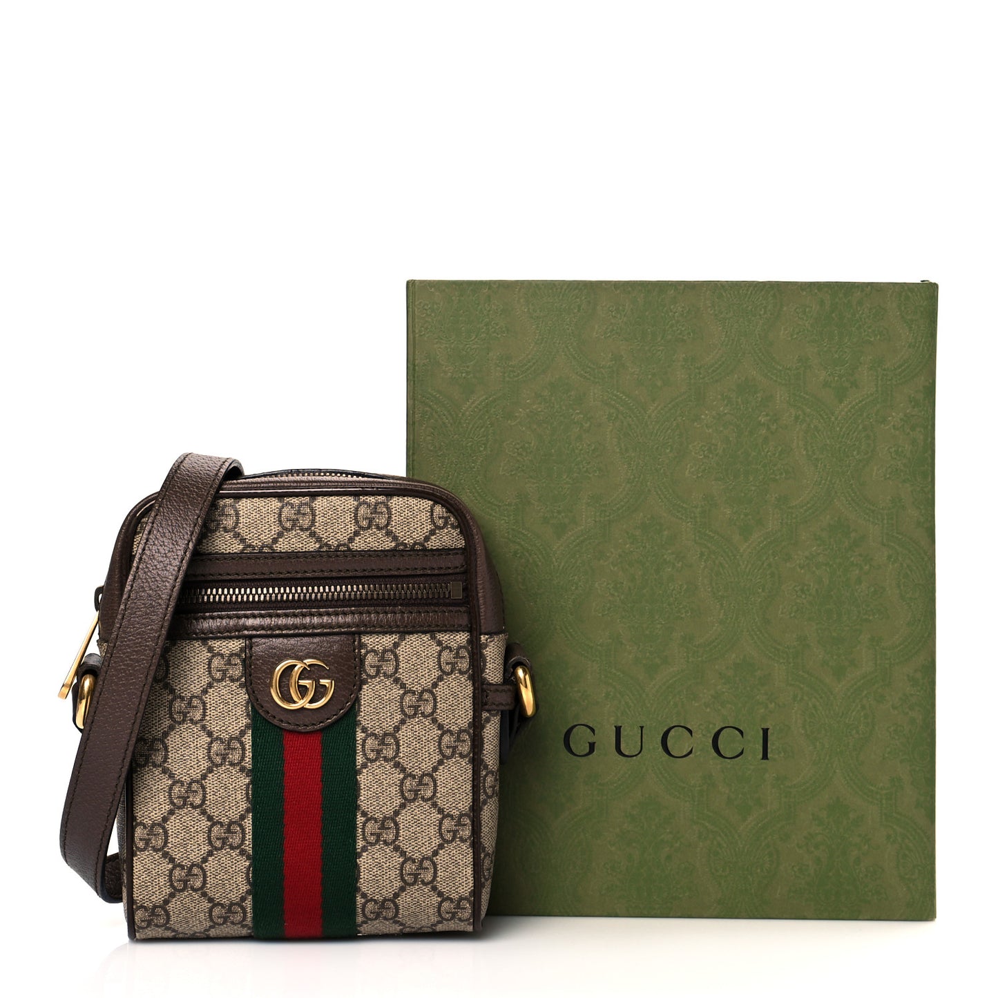 GG Supreme Monogram Web Mini Ophidia Messenger Brown