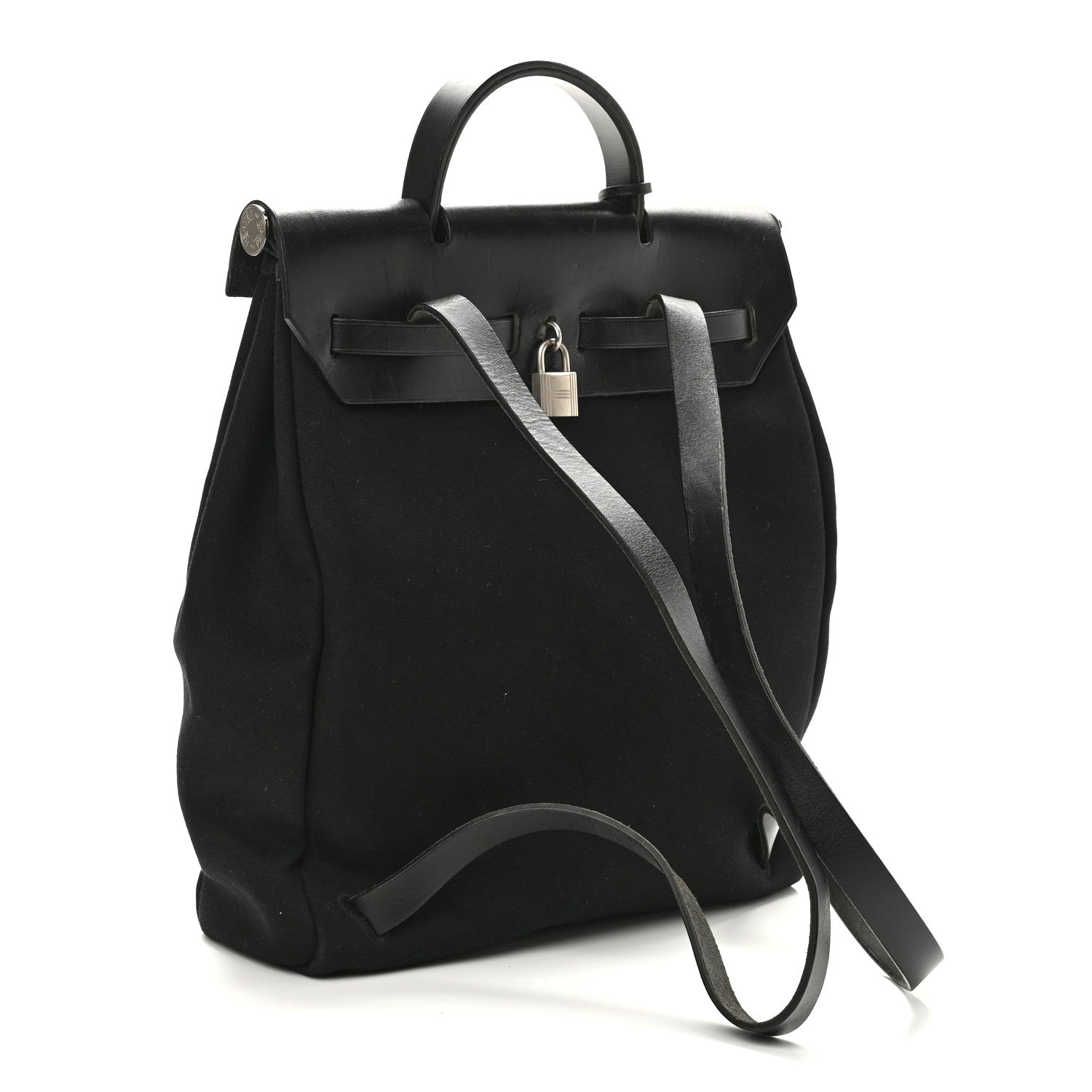 Hermes Toile Vache Calfskin Herbag 30 PM Backpack Black 4 of 11