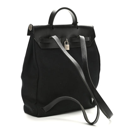 Hermes Toile Vache Calfskin Herbag 30 PM Backpack Black 4 of 11