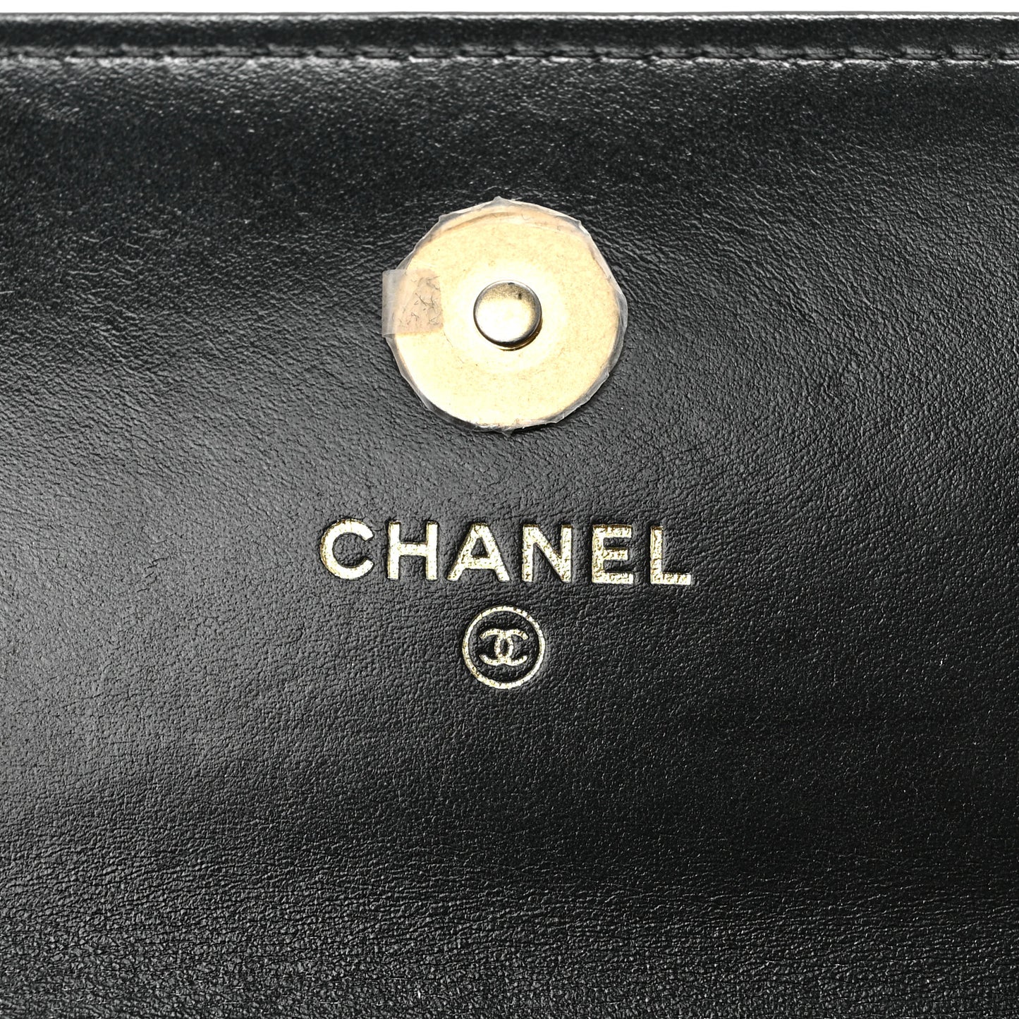 Shiny Calfskin Quilted Top Handle Flap Phone Holder With Chain Black