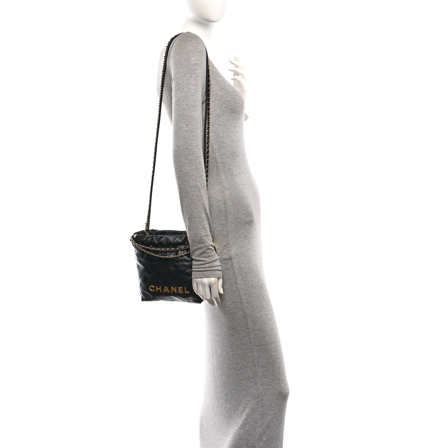 Chanel Shiny Calfskin Quilted Mini Chanel 22 Black 2 of 10