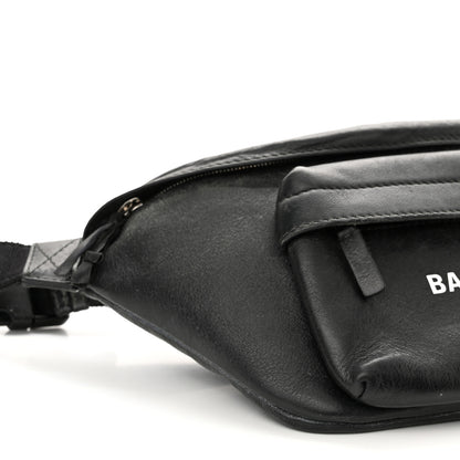 Balenciaga Smooth Calfskin Logo Large Everyday Beltpack Black White 8 of 15